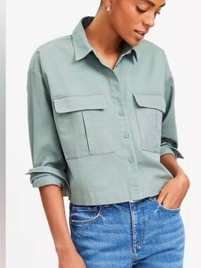 Olive Wide Sleeve Utility Shirt